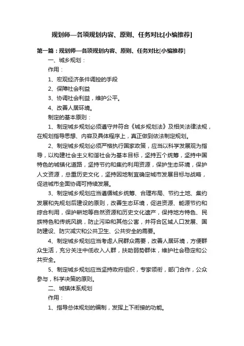 规划师—各项规划内容、原则、任务对比[小编推荐]