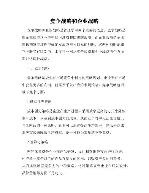 竞争战略和企业战略