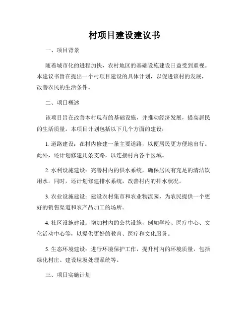 村项目建设建议书