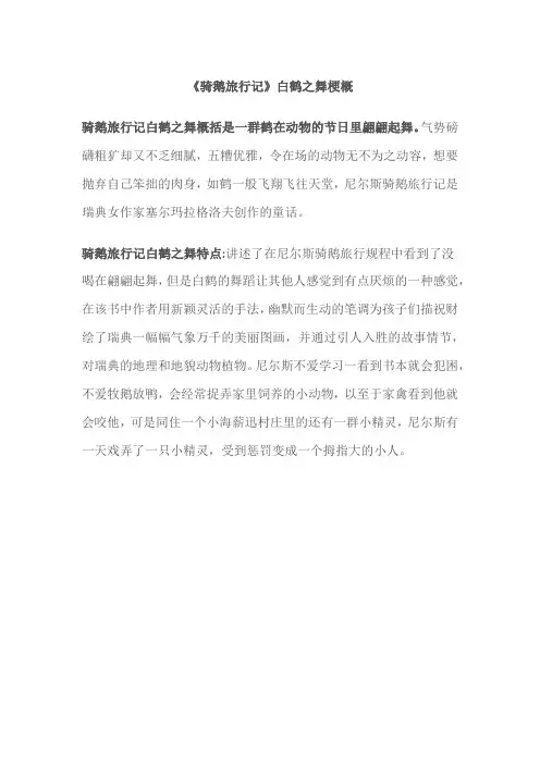 《骑鹅旅行记》白鹤之舞梗概