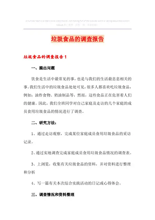 垃圾食品的调查报告