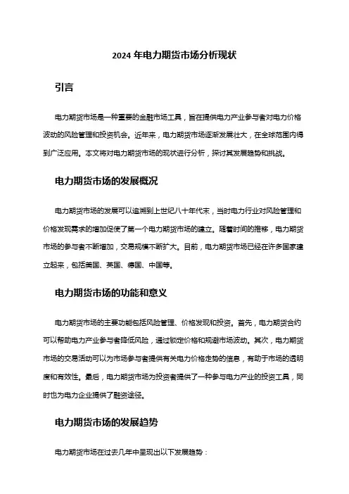 2024年电力期货市场分析现状