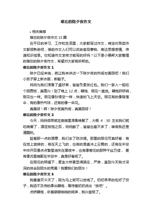 难忘的除夕夜作文