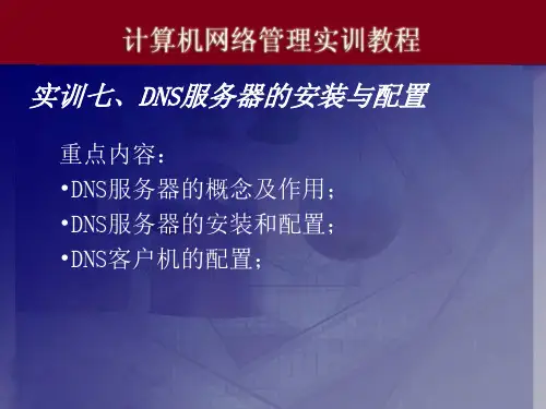 实训七、DNS服务器的安装与配置