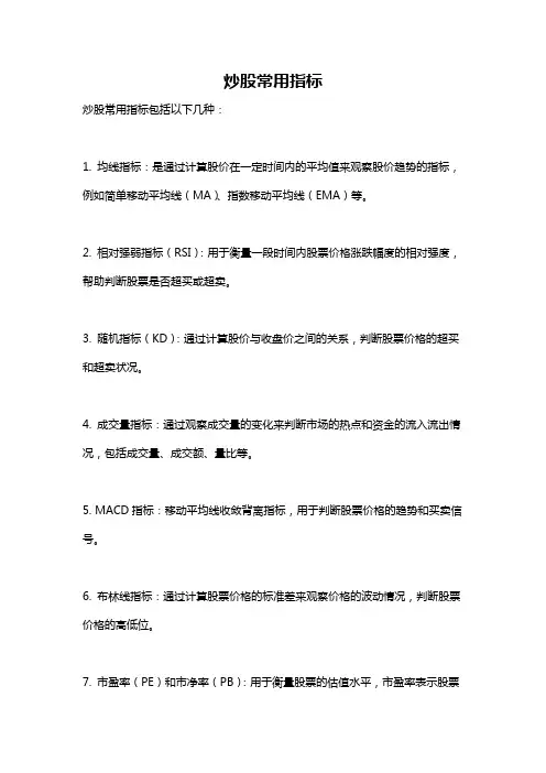 炒股常用指标