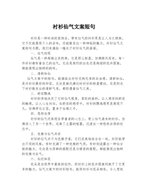 衬衫仙气文案短句
