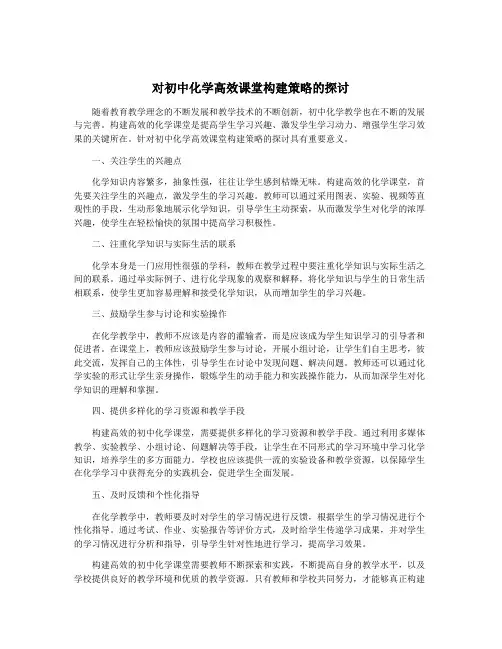 对初中化学高效课堂构建策略的探讨
