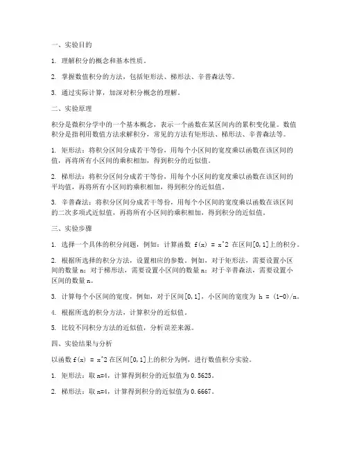 数值计算实验报告积分