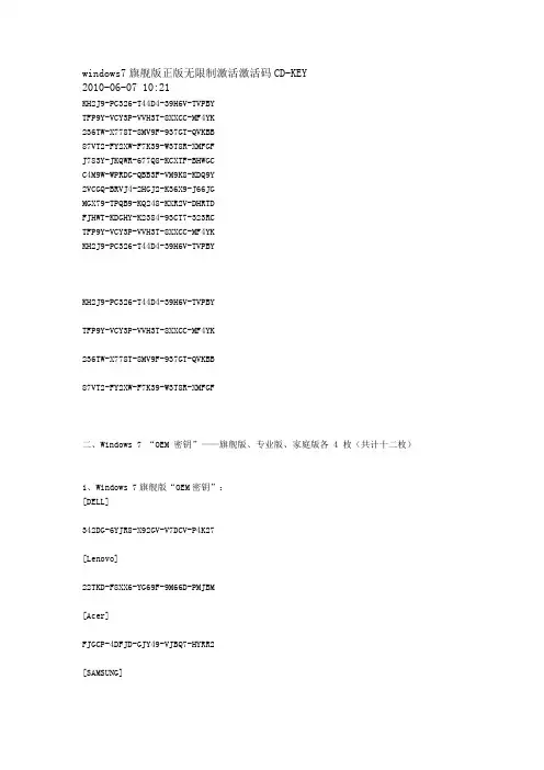 WIN7激活升级码
