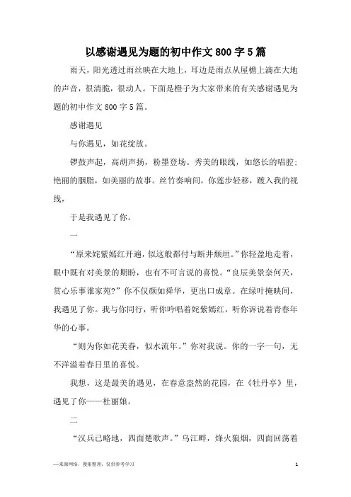 以感谢遇见为题的初中作文800字5篇