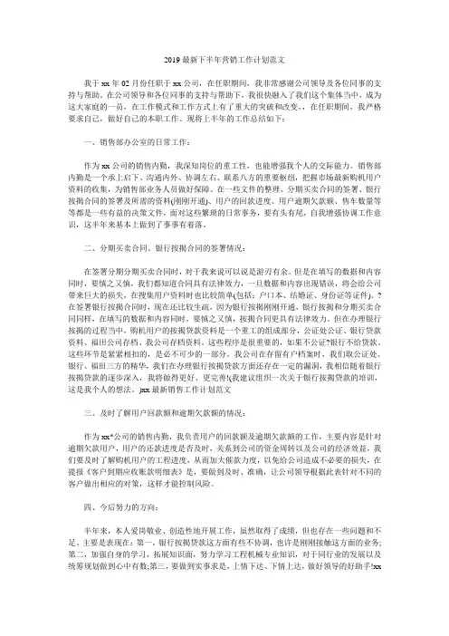 2019最新下半年营销工作计划范文.doc