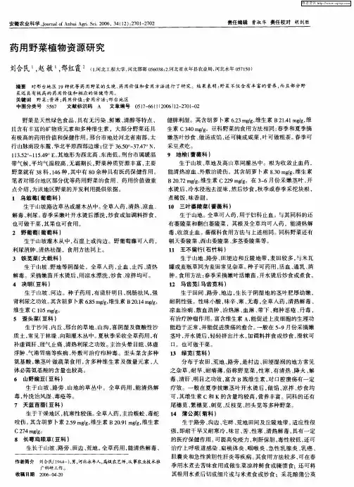 药用野菜植物资源研究