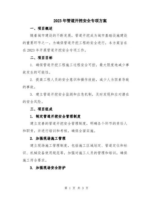 2023年管道开挖安全专项方案