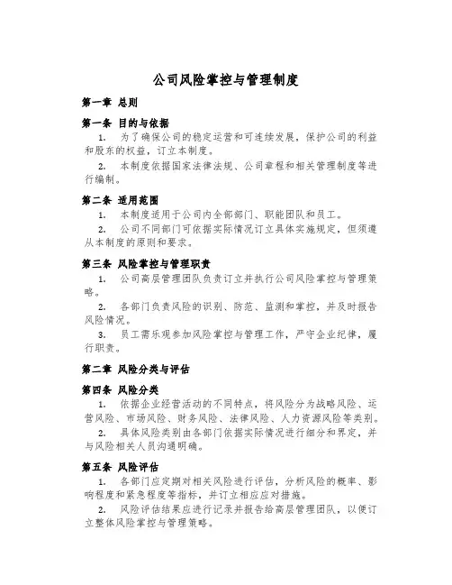 公司风险控制与管理制度