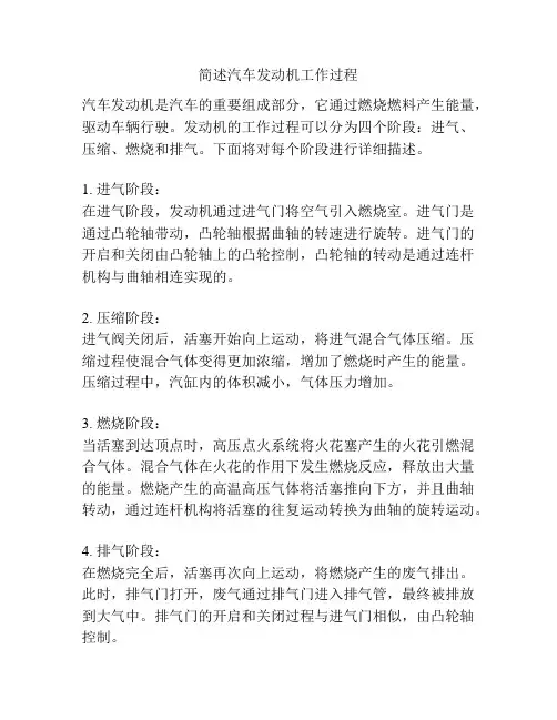 简述汽车发动机工作过程