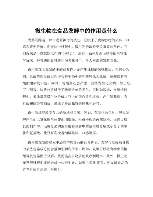 微生物在食品发酵中的作用是什么
