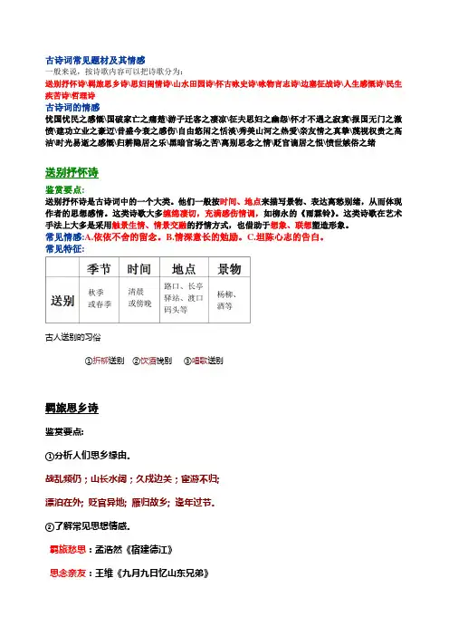 完整word版,古诗词常见题材及其情感