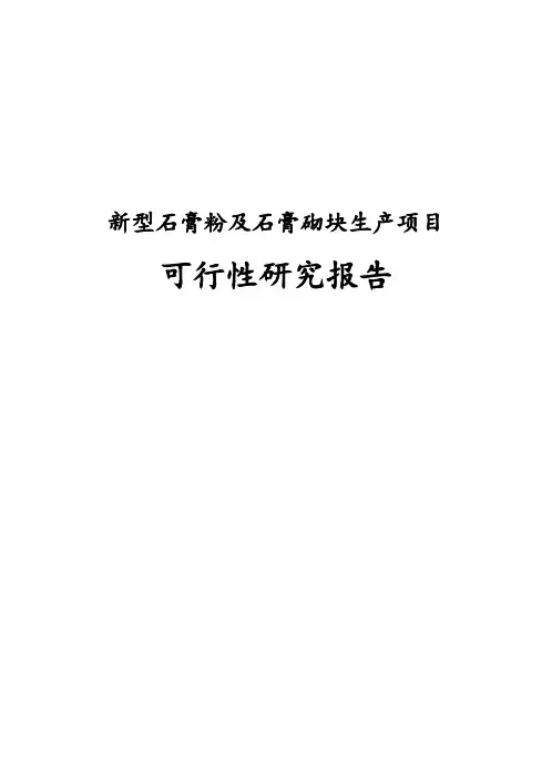 完整版新型石膏粉及石膏砌块生产项目可行性研究报告