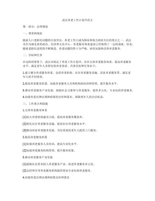 武汉养老工作计划书范文