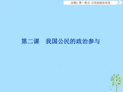 2020版高考政治复习第一单元公民的政治生活第二课我国公民的政治参与课件新人教版