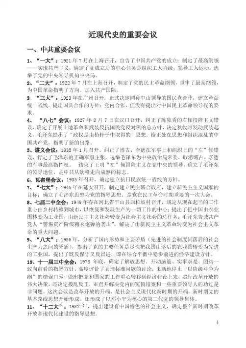 中共重要会议