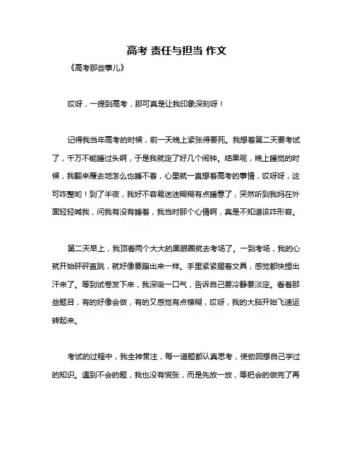 高考 责任与担当 作文