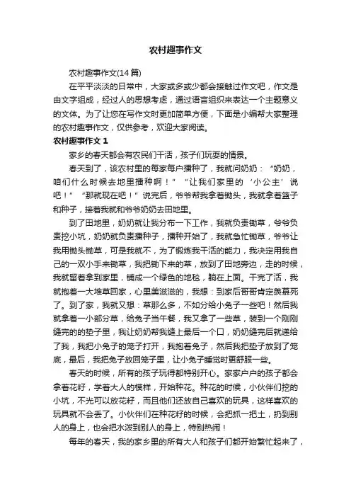 农村趣事作文（14篇）