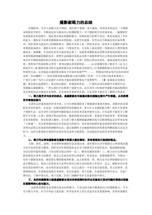 摄影家眼力的总结