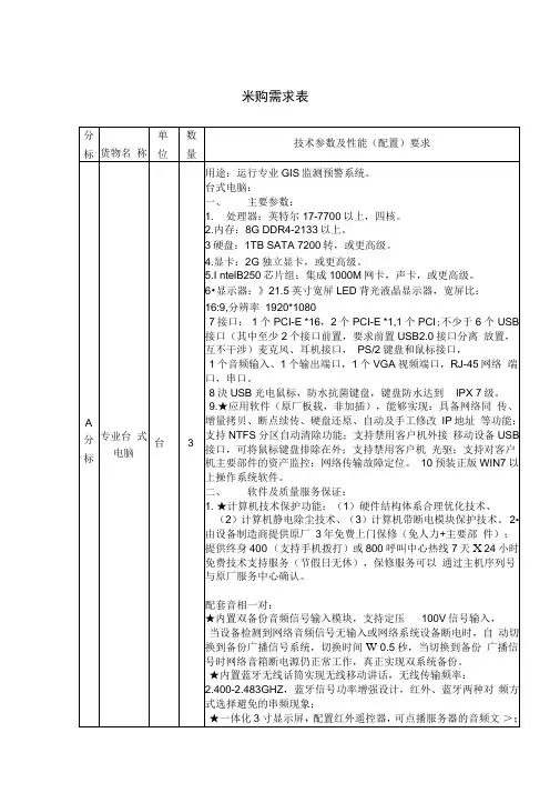 采购需求表完整