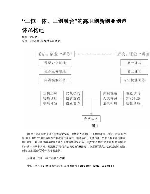“三位一体、三创融合”的高职创新创业创造体系构建