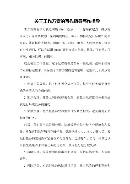 关于工作方案的写作指导写作指导