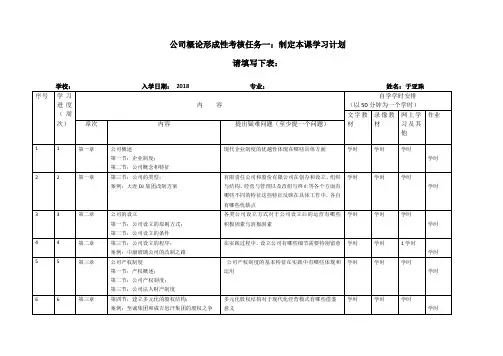 2019电大形考-公司概论-形考任务01