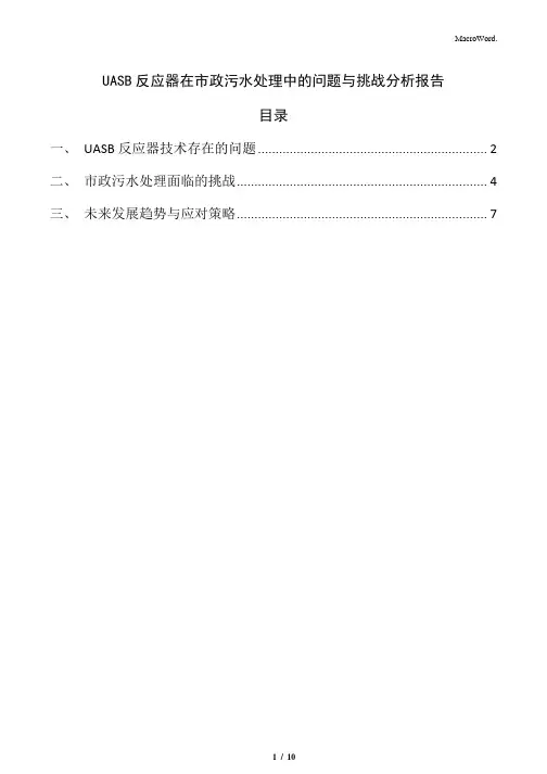 UASB反应器在市政污水处理中的问题与挑战分析报告