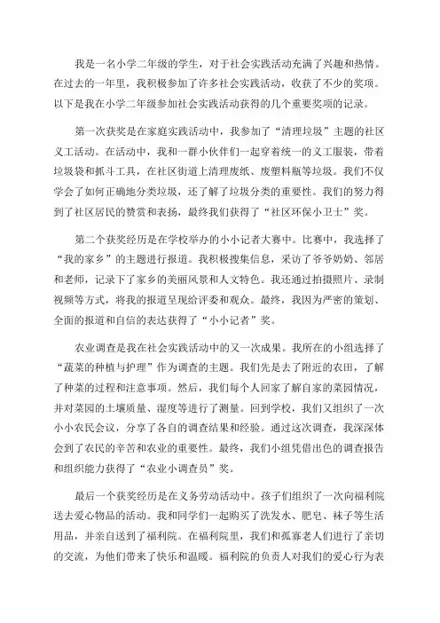 小学二年级社会实践活动获奖记录