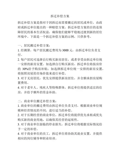 拆迁补偿方案