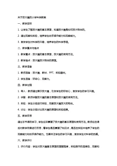 关于放大镜的小学科学教案
