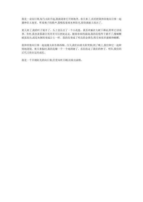 仿佛我就是那颗向日葵作文