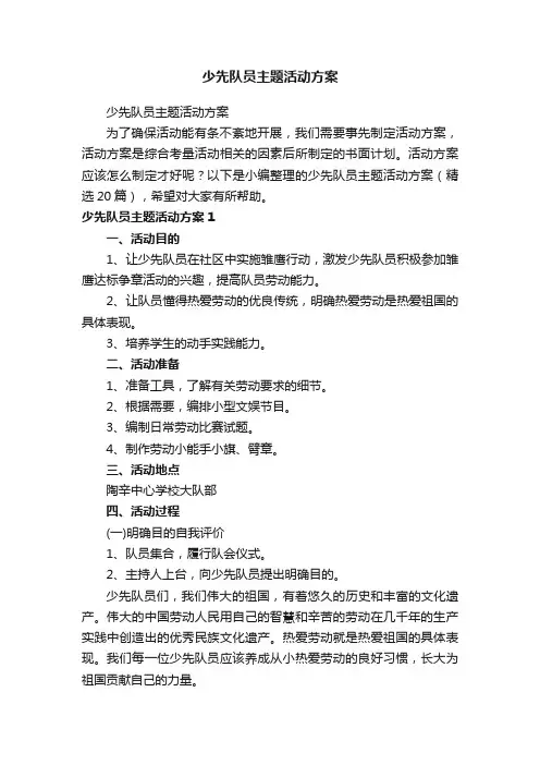 少先队员主题活动方案（精选20篇）