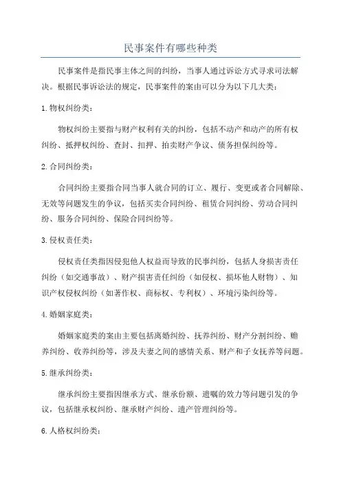 民事案件有哪些种类