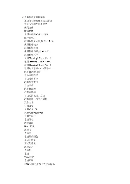word命令名快捷键(翻译版)