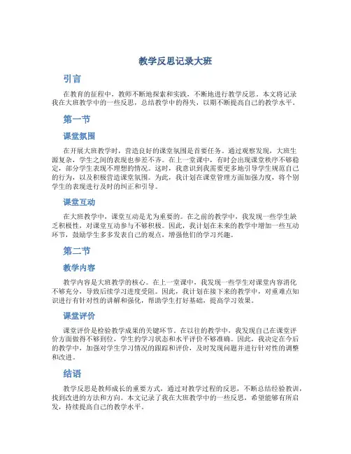 教学反思记录大班