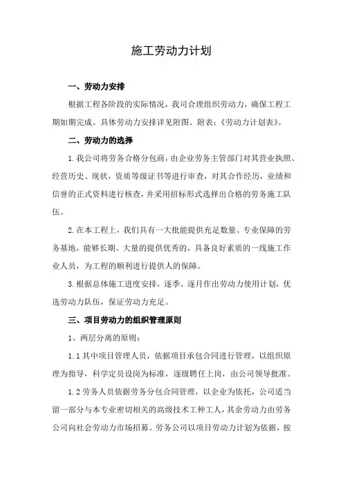 施工劳动力计划