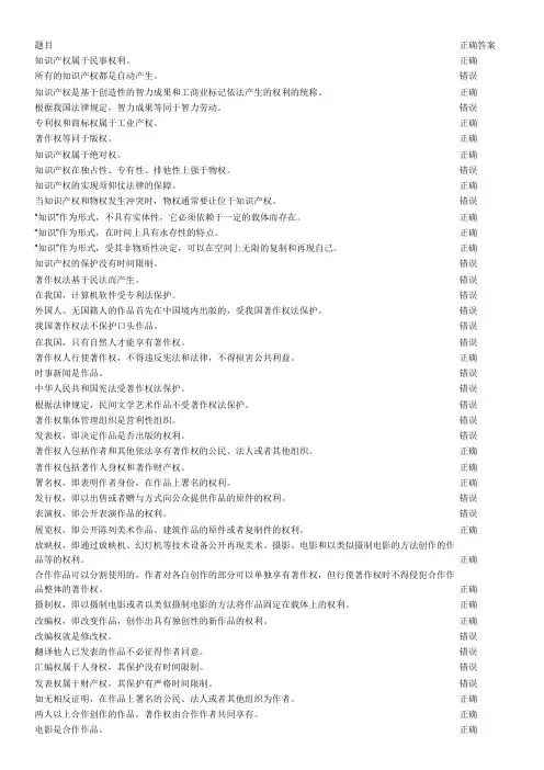 知识产权题库-判断题