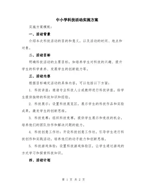 中小学科技活动实施方案