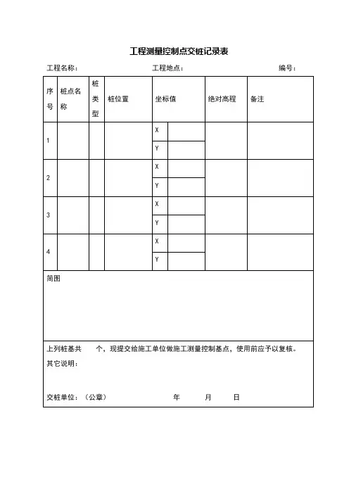 工程测量控制点交桩记录表