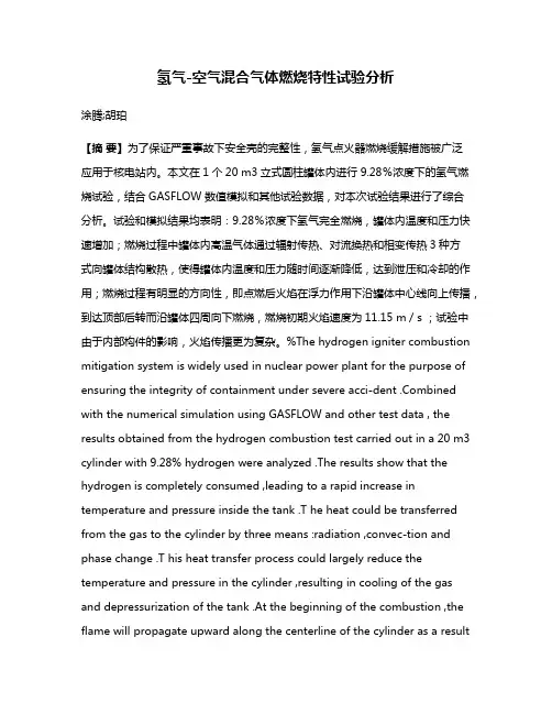 氢气-空气混合气体燃烧特性试验分析