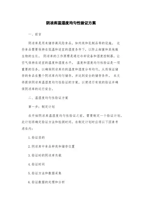 阴凉库温湿度均匀性验证方案