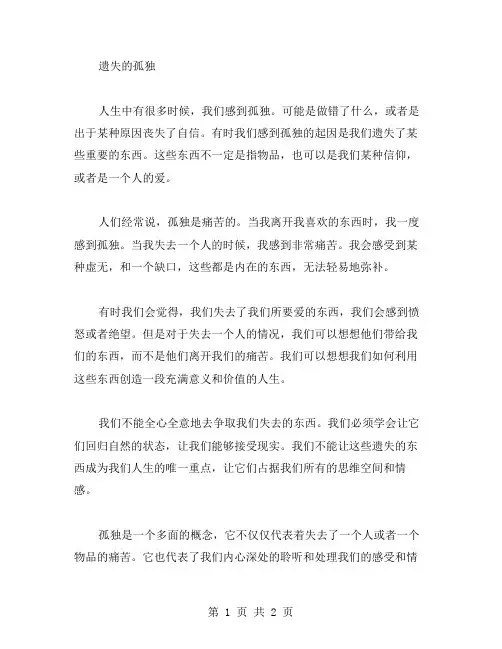 遗失的孤独作文范文