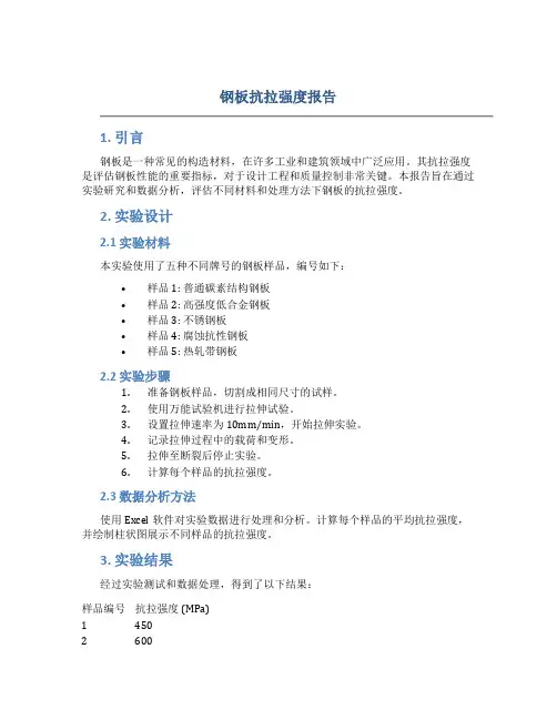 钢板抗拉强度报告