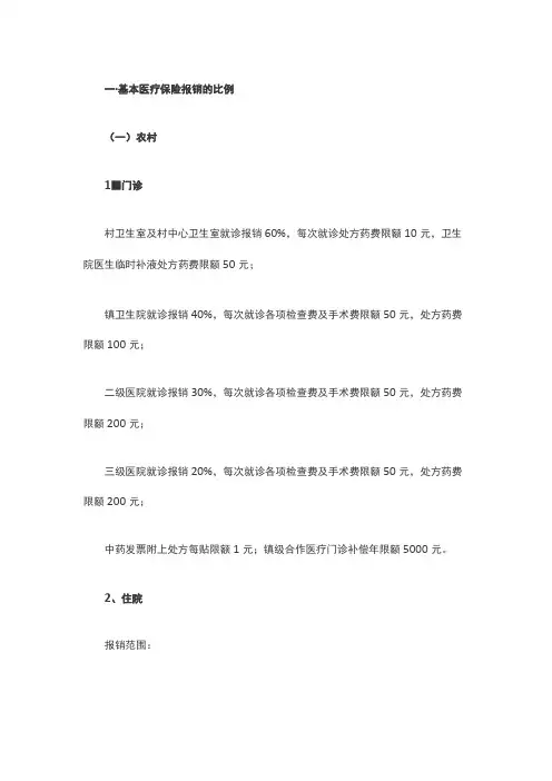基本医疗保险报销的比例